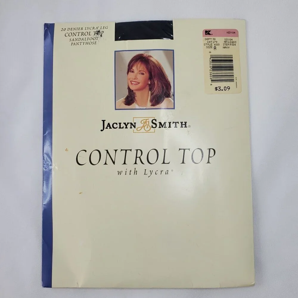 VTG Jaclyn Smith Navy Control Top Pantyhose Size A 20 Denier Sandalfoot